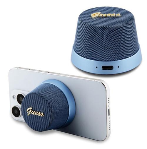 Boxa Portabila Bluetooth Guess Stand Magnetic Script Metal, 3W, Albastra