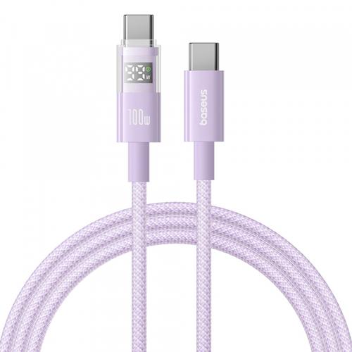 Cablu Date si Incarcare USB-C - USB-C Baseus Display 2 P10382702511-01, 100W, 2m, Mov