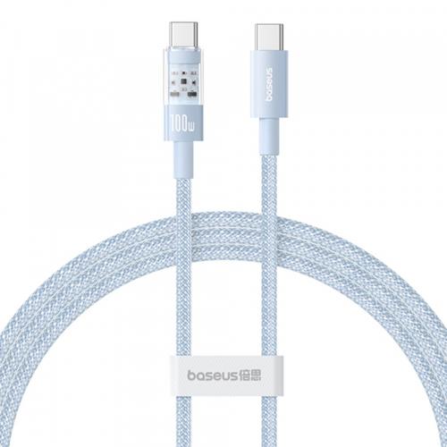 Cablu Date si Incarcare USB-C - USB-C Baseus Gem P10373000311-00, 100W, 1m, Albastru