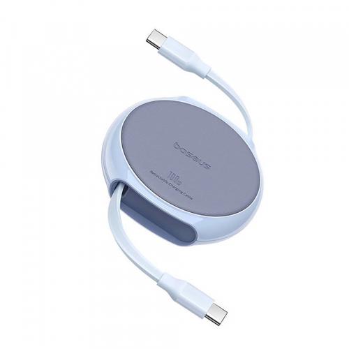 Cablu Date si Incarcare USB-C - USB-C Baseus Pathfinder Retractable P10368400311-00, 100W, 1m, Albastru