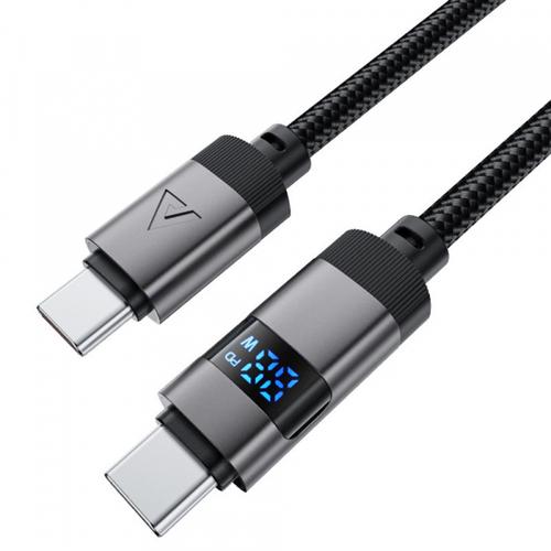 Cablu Date si Incarcare USB-C - USB-C Acefast C15-03 Display, 60W, 1.2m, Negru
