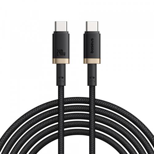 Cablu Date si Incarcare USB-C - USB-C Baseus Dura P10377803U03-00, 240W, 1m, Auriu/Negru