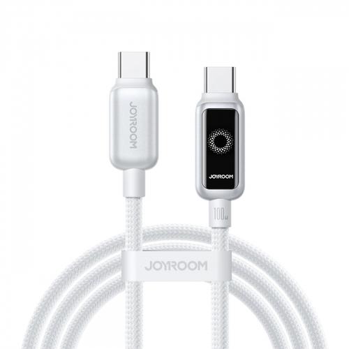 Cablu Date si Incarcare USB-C - USB-C Joyroom S-A55 StarFlight Display, 100W, 1.2m, Alb