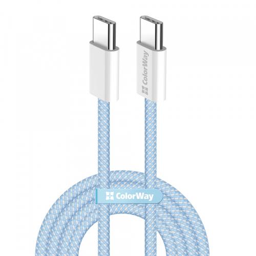 Cablu Date si Incarcare USB-C - USB-C ColorWay CW-CBPDCC061, 60W, 1m, Albastru