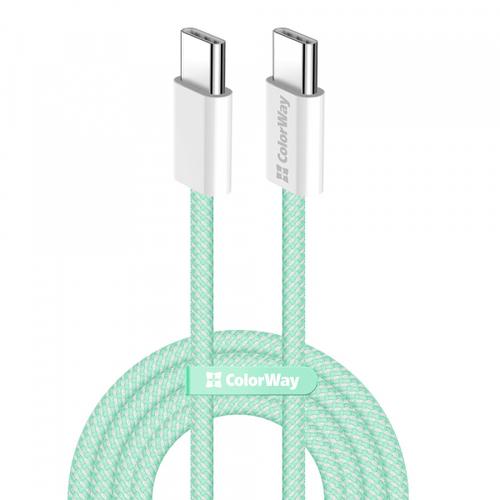 Cablu Date si Incarcare USB-C - USB-C ColorWay CW-CBPDCC061, 60W, 1m, Verde