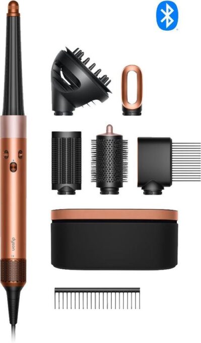 Ondulator Dyson Airwrap HS08 ID Curly+Coily Gift Edition 142899-01, 1300 W, 3 trepte temperatura, 3 viteze, Flux de aer 13.5 l/s (Chihlimbar/Roz)