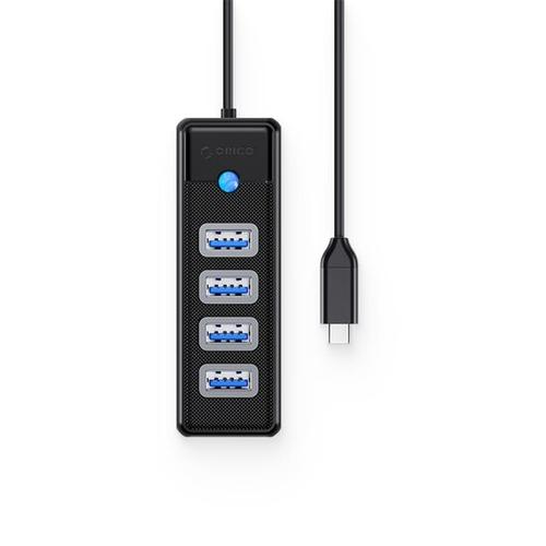 HUB USB Orico PW4U-C3, 4x USB 3.0 Type-A (Negru)