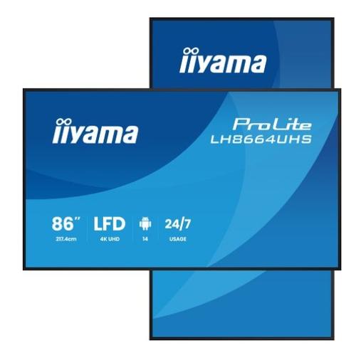 Ecran Profesional IPS LED Iiyama 85.6inch LH8664UHS-B3AG, UHD (3840 x 2160), HDMI, Boxe (Negru)