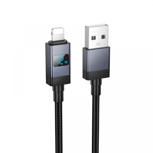 Cablu Date si Incarcare USB-A - Lightning HOCO X118 Display, 12W, 1m, Negru