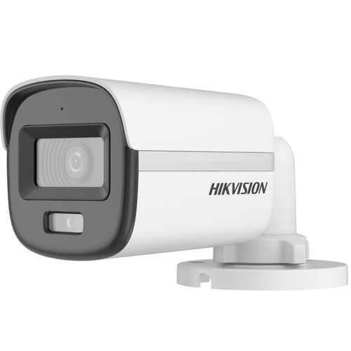 Camera supraveghere exterior Hikvision Mini Bullet Hybrid Light ColorVu DS-2CE10DF0T-LFS, 2 MP, 2.8 mm, IR/lumina alba 20 m, microfon (Alb)
