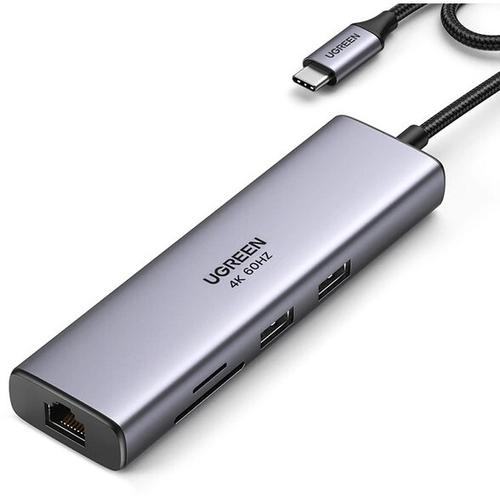 Hub Ugreen 7-in-1 CM512-90568, 2x USB-A, HDMI, RJ45, SD/TF, USB-C (Gri) 1 Hub Ugreen 7-in-1 CM512-90568, 2x USB-A, HDMI, RJ45, SD/TF, USB-C (Gri)