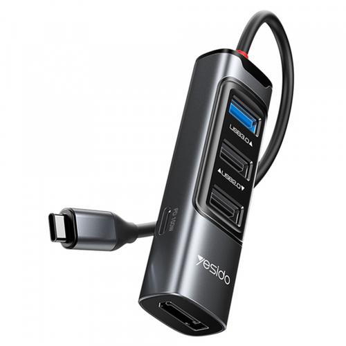 Hub USB-C Yesido HB23, 5in1, 2x USB2.0, 1x USB3.0, 1x Type-C, 1x DisplayPort (Gri) 1 Hub USB-C Yesido HB23, 5in1, 2x USB2.0, 1x USB3.0, 1x Type-C, 1x DisplayPort (Gri)