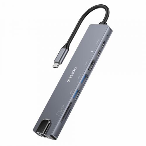 Hub USB-C Yesido HB27, 8in1, (Gri) 1 Hub USB-C Yesido HB27, 8in1, (Gri)