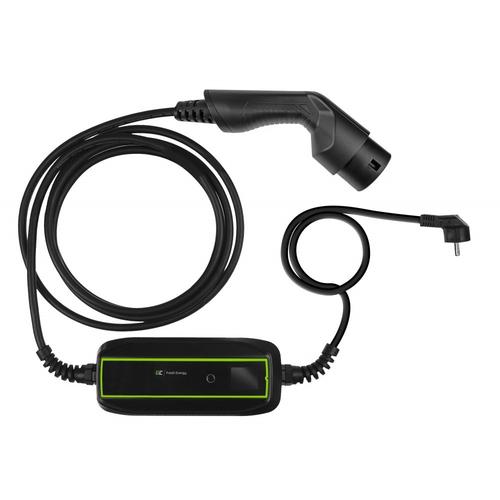 Cablu   Green Cell GC EV Schuko - type 2 pentru masina electrica si plug-in hybrid 3.6kW 10A / 16A