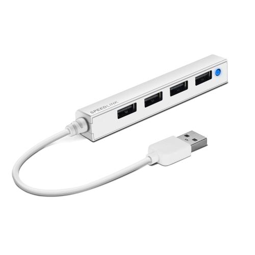 Hub USB Speedlink SNAPPY SLIM, 4 porturi, USB 2.0, pasiv, alb