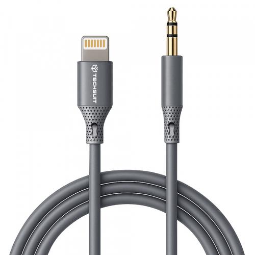 Cablu Audio Techsuit AC5 SoundFlex, Lightning - 3.5mm, 1m (Gri)