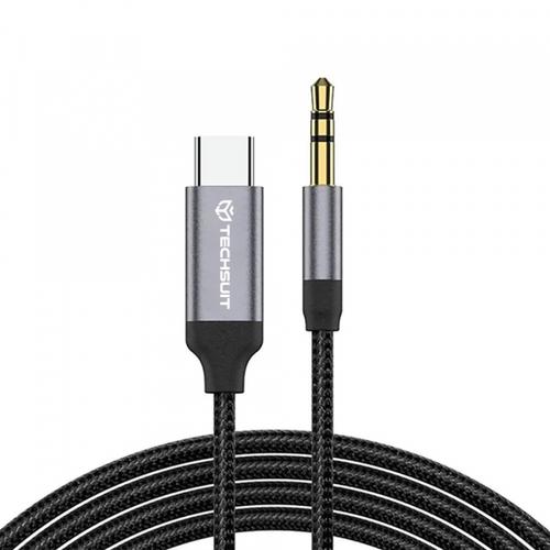 Cablu Audio Techsuit AC11 FuseXound, USB-C - 3.5mm, 0.5m (Gri)