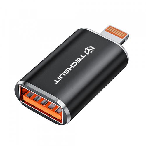 Adaptor Techsuit A6 HyperPort, Lightning - USB-A (Negru/Portocaliu)