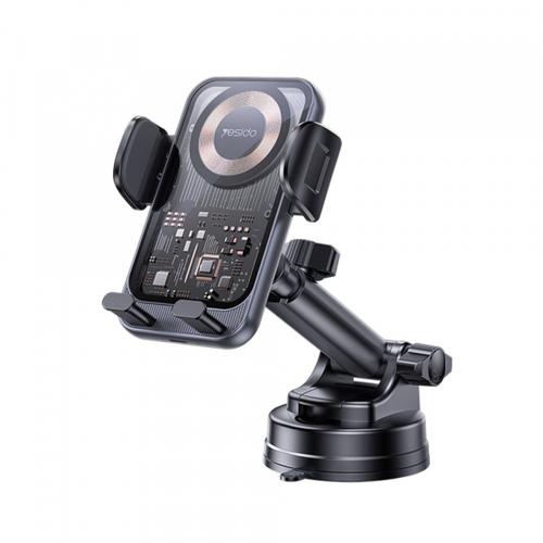 Suport si Incarcator Auto Wireless Yesido C307, 15W, 1.67A (Negru)