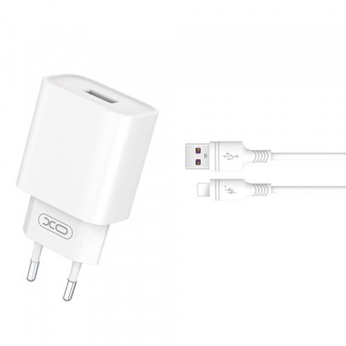 Incarcator Retea Cu Cablu Lightning XO Design CE02D, 18W, 3A, 1 x USB-A (Alb)