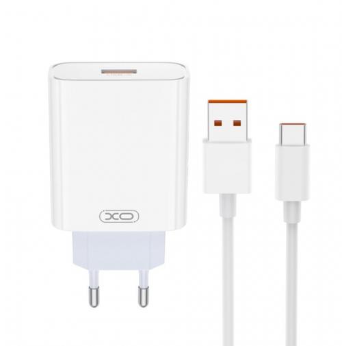 Incarcator Retea Cu Cablu USB-C XO Design L164, 30W, 1 x USB-A (Alb)