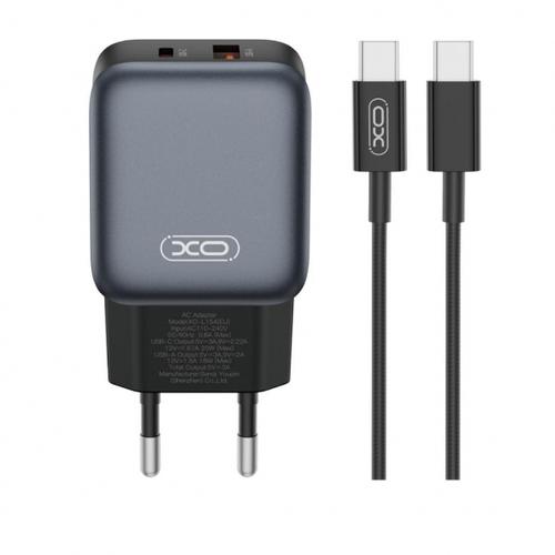 Incarcator Retea Cu Cablu USB-C XO Design L154, 20W, 3A, 1 x USB-A - 1 x USB-C (Negru)