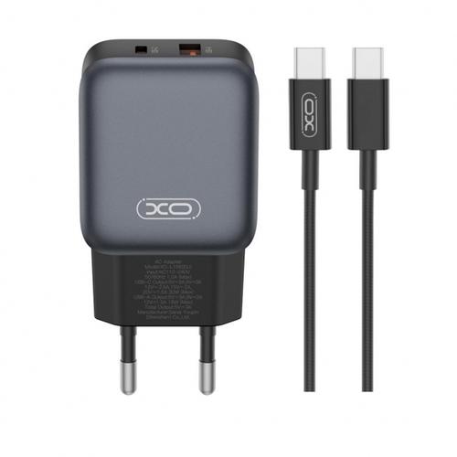 Incarcator Retea Cu Cablu USB-C XO Design L156, 30W, 3A, 1 x USB-A - 1 x USB-C (Negru)