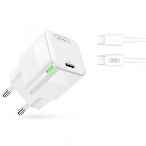 Incarcator Retea Cu Cablu USB-C XO Design CE06, 30W, 3A, 1 x USB-C (Alb)