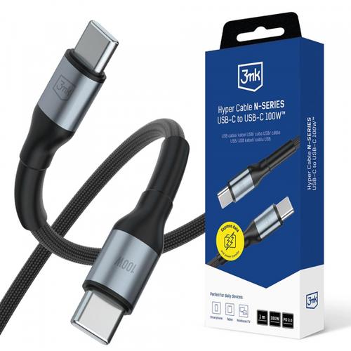 Cablu Date si Incarcare USB-C - USB-C 3MK Hyper N, 100W, 1m, Negru
