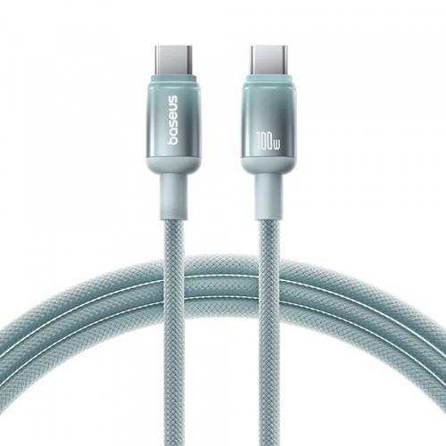Cablu Date si Incarcare USB-C - USB-C Baseus Discolor E0420702, 100W, 1m, Verde