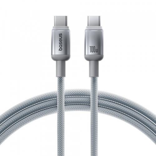 Cablu Date si Incarcare USB-C - USB-C Baseus Discolor E0420800, 100W, 2m, Argintiu