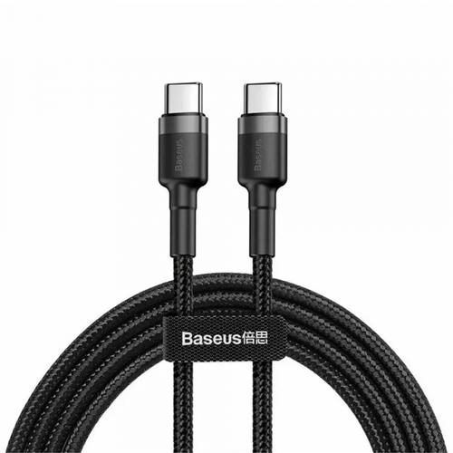 Cablu Date si Incarcare USB-C - USB-C Baseus Cafule E0418501, 60W, 2m, Set 2 bucati, Negru