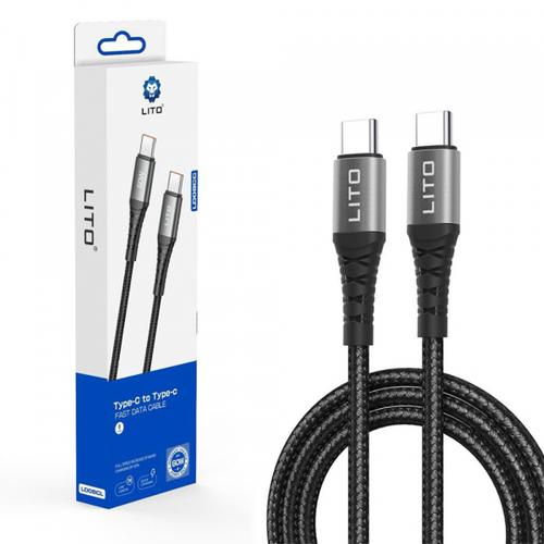 Cablu Date si Incarcare USB-C - USB-C Lito LD08CC, 60W, 1m, Negru