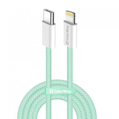 Cablu Date si Incarcare USB-C - Lightning ColorWay CW-CBPDCL061, 27W, 1m, Verde