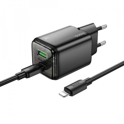 Incarcator Retea Cu Cablu Lightning HOCO N52, 20W, 3A, 1 x USB-A - 1 x USB-C (Negru)