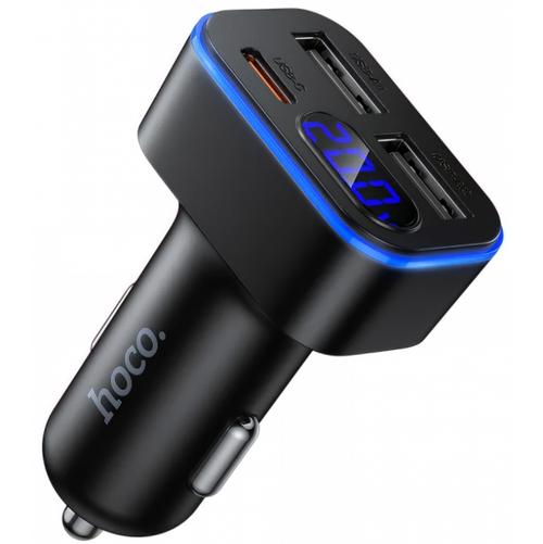 Incarcator Auto HOCO Z63A Display, 42W, 3A, 1 x USB-C - 2 x USB-A (Negru)