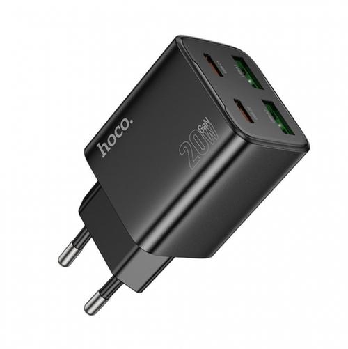 Incarcator Retea HOCO N55, 20W, 3A, 2 x USB-A - 2 x USB-C (Negru)