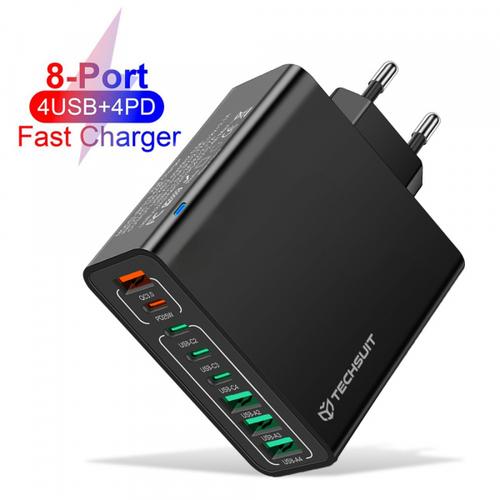 Incarcator Retea Techsuit CHPD224, 65W, 3.25A, 4 x USB-A - 4 x USB-C (Negru)