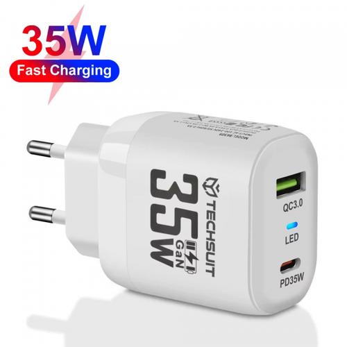 Incarcator Retea Techsuit CHPD174, 35W, 3A, 1 x USB-A - 1 x USB-C (Alb)