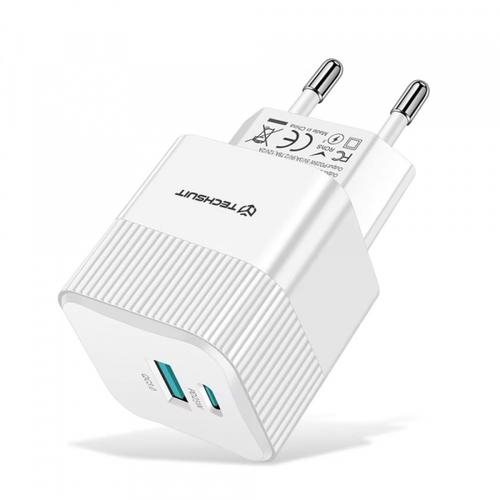 Incarcator Retea Techsuit CHPD216 Tiny, 25W, 3A, 1 x USB-A - 1 x USB-C (Alb)
