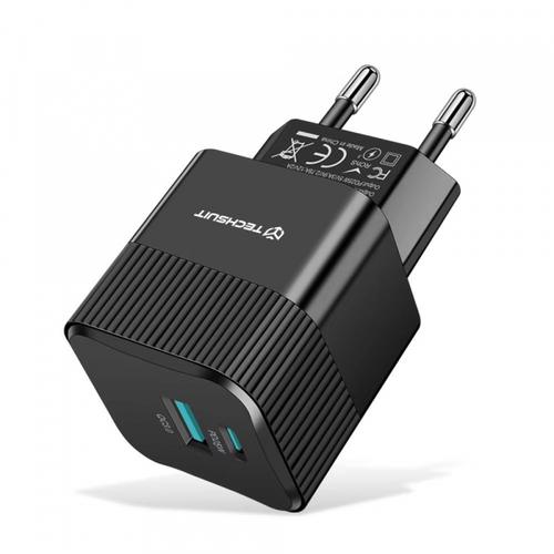 Incarcator Retea Techsuit CHPD216 Tiny, 25W, 3A, 1 x USB-A - 1 x USB-C (Negru)