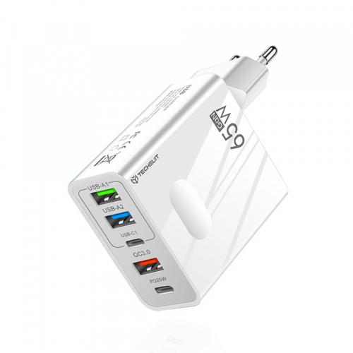 Incarcator Retea Techsuit CHC1 PentaXPower, 25W, 3A, 3 x USB-A - 2 x USB-C (Alb)