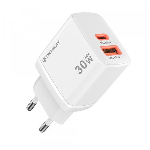 Incarcator Retea Techsuit CH1 Duonix, 30W, 3A, 1 x USB-A - 1 x USB-C (Alb)