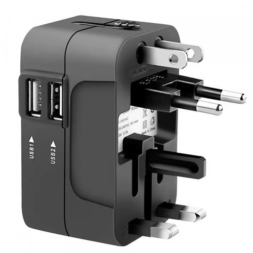 Incarcator Retea Techsuit HHT202 Travel, 10W, 2A, 2 x USB-A (Negru)
