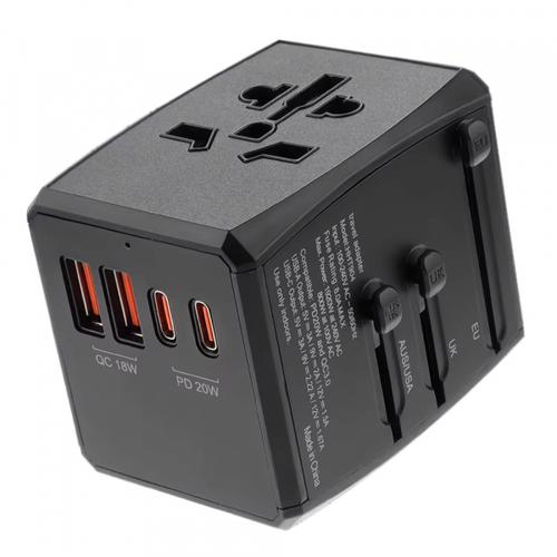 Incarcator Retea Techsuit HHT904-B2 Travel, 20W, 3A, 2 x USB-A - 2 x USB-C (Negru)