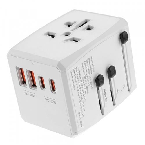 Incarcator Retea Techsuit HHT904-W2 Travel, 20W, 3A, 2 x USB-A - 2 x USB-C (Alb)