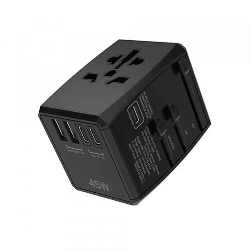 Incarcator Retea Techsuit HHT905 Travel, 45W, 3A, 2 x USB-A - 2 x USB-C (Negru)