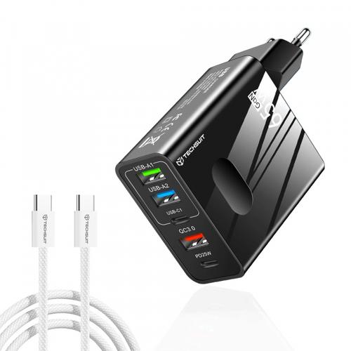 Incarcator Retea Cu Cablu USB-C Techsuit CHC1 PentaXPower, 25W, 3A, 3 x USB-A - 2 x USB-C (Negru)