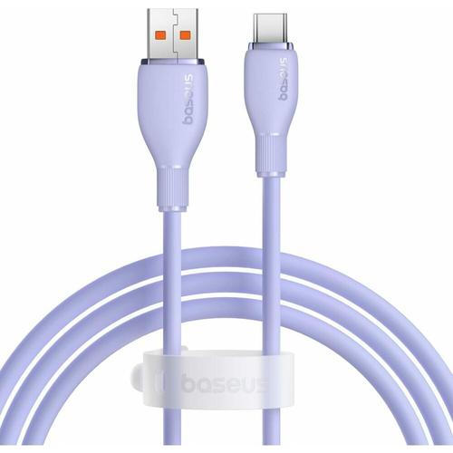 Cablu de date Baseus Pudding Series, USB la USB-C, 100W, Fast Charging, 2m, Violet