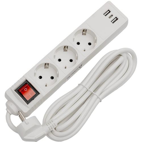 Prelungitor OEM FL3G15WUSB, 3 prize, 1.5 m (Alb)